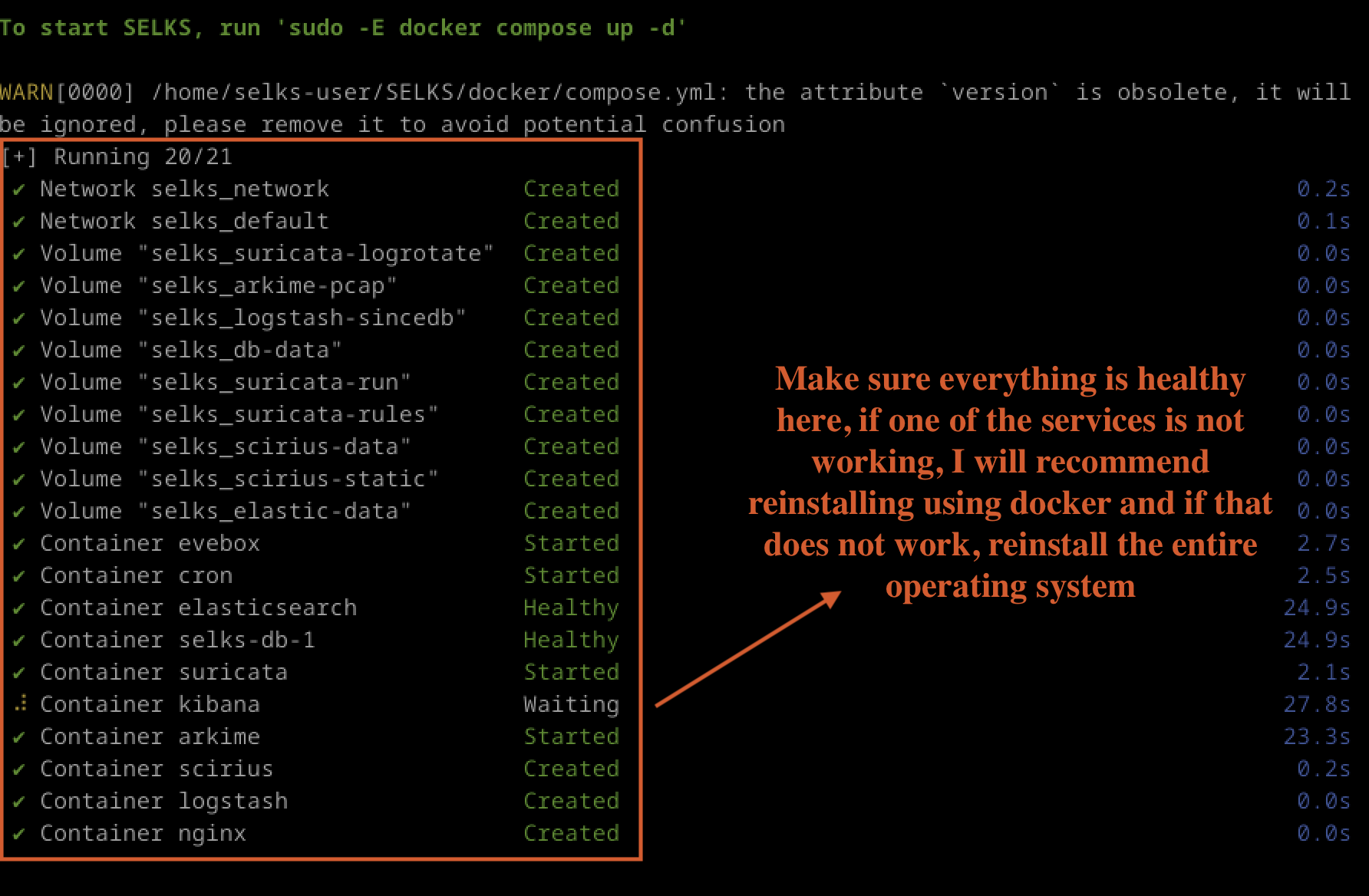 Fig 2: SELKS Docker up